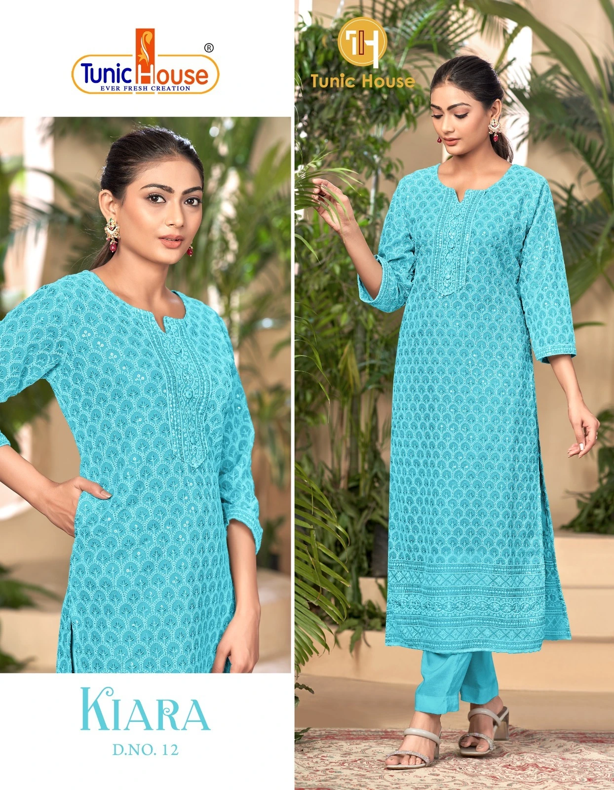 Tunic House Kiara 2 Georgette Wholesale Chikankari Sequence Kurti Catalog — Wholesale Kurtis, MPA wholesale from Surat - Gallery Image 7